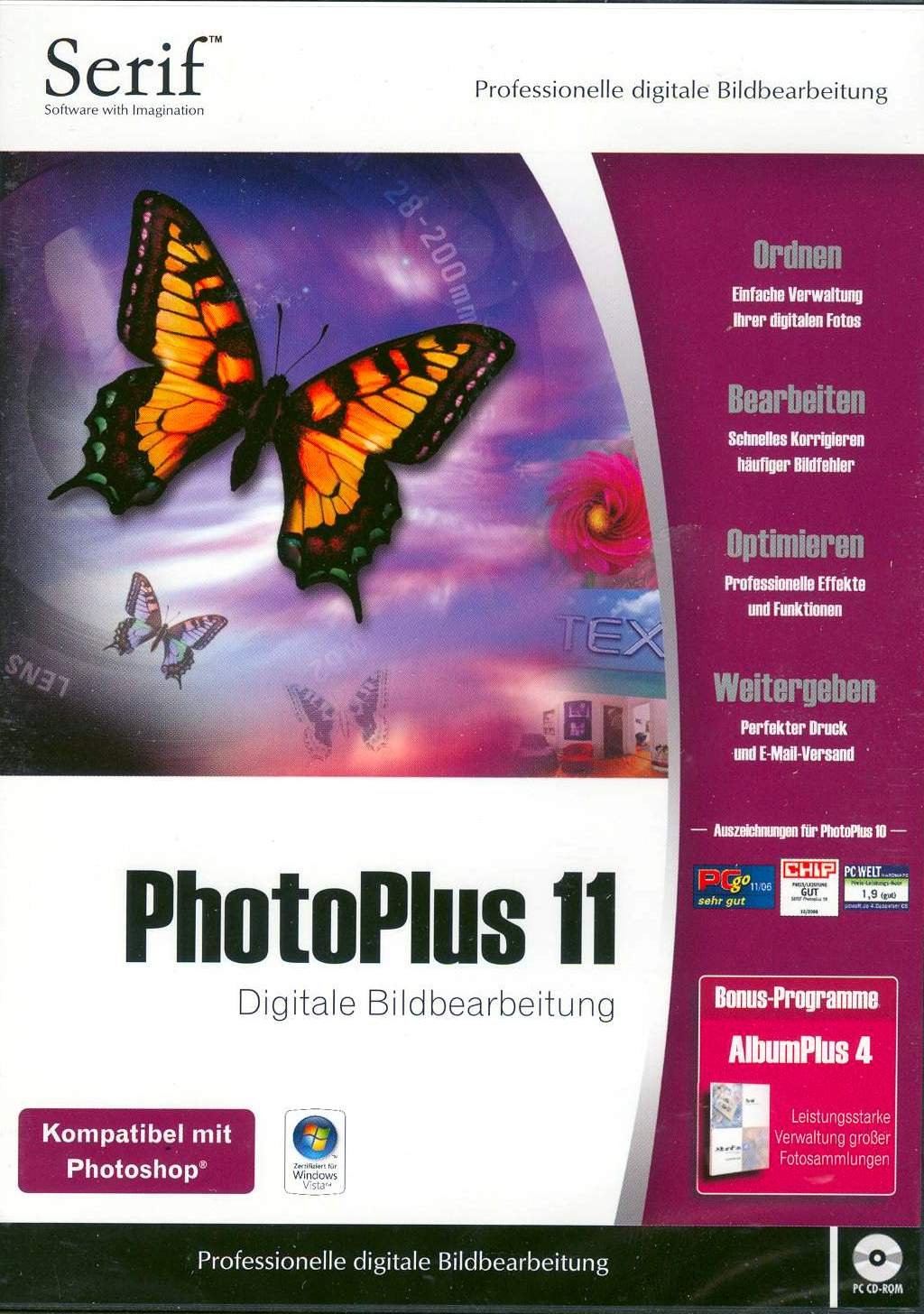 PhotoPlus 11, CD-ROM in DVD-Box Digitale Bildbearbeitung. Kompatibel mit Photoshop. Für Windows 98(SE)/2000/ME/XP/Vista Web & Graphic Design