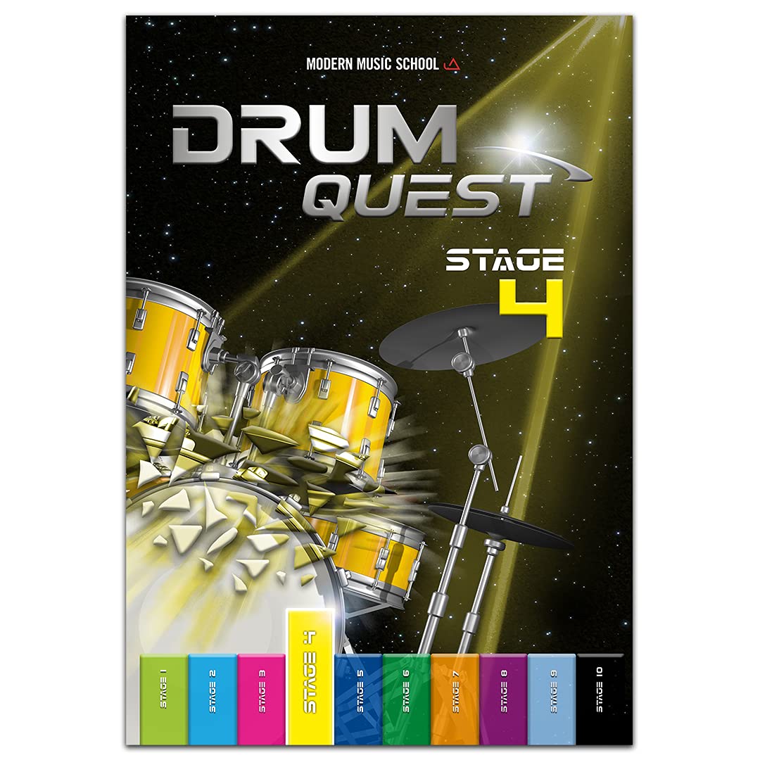 Drum Quest Stage 4: Die Schlagzeugschule. Anfänger, Fortgeschrittene. Schlagzeug lernen leicht und effektiv. Schlagzeug Buch Songbuch mit Bonus-Material (DEU) Arts & Music