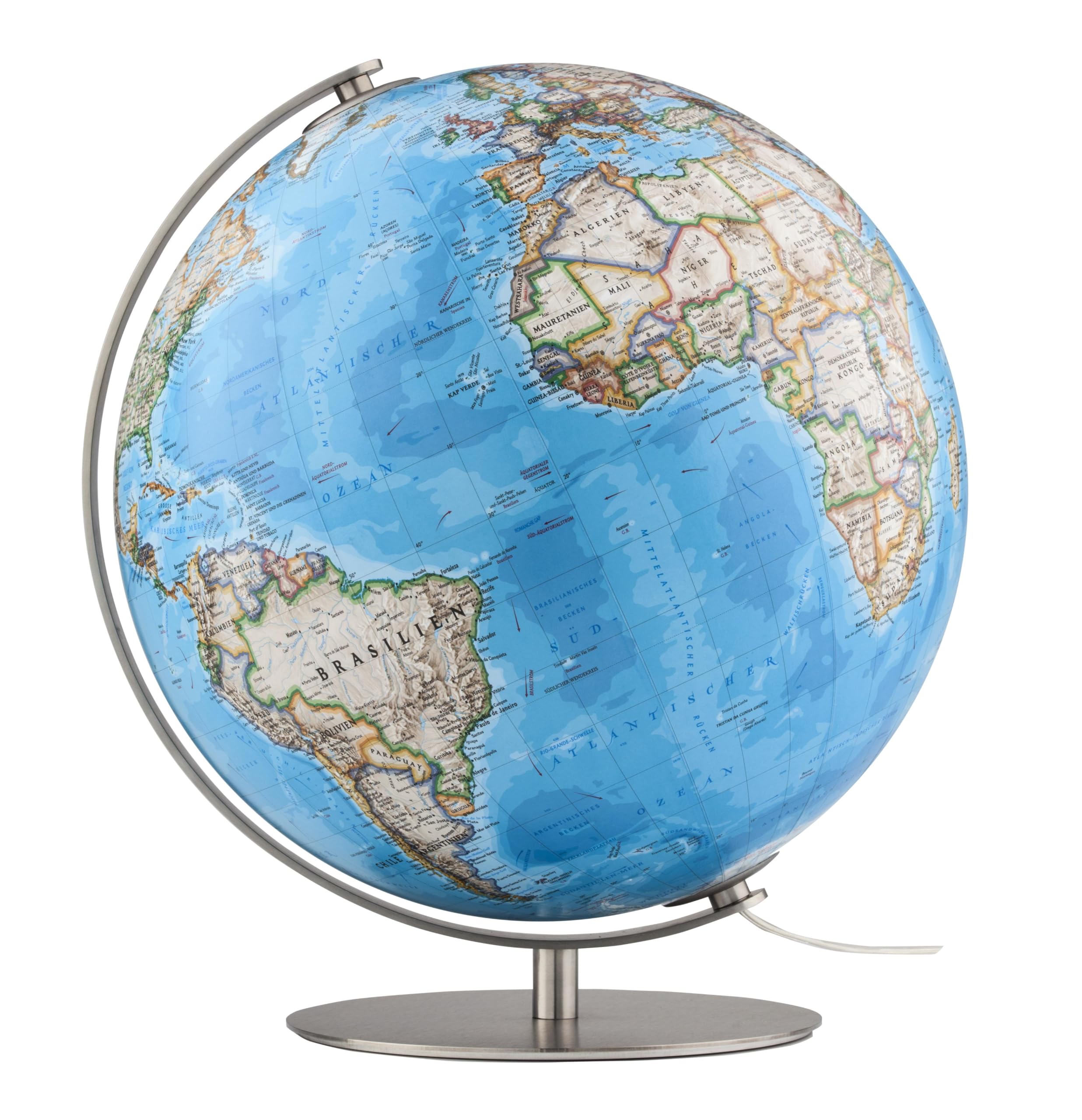 Fusion 3703 Classic: Leuchtglobus 37 cm, klassische Kartografie von National Geographic, Meridian und Fuß aus gebürstetem Edelstahl book
