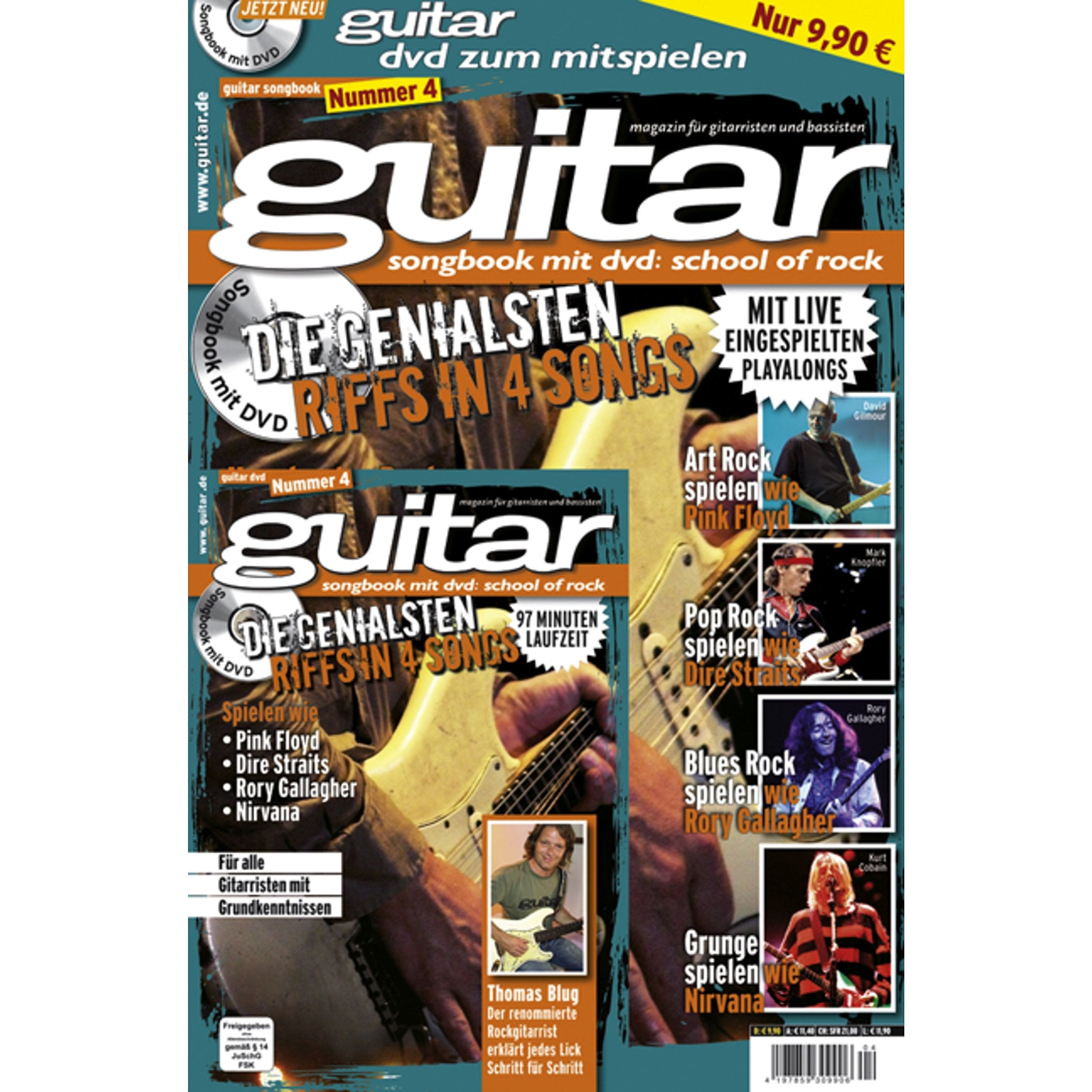 Guitar - Songbook mit DVD: School of Rock 4. Die genialsten Riffs in 4 Songs Sheet Music
