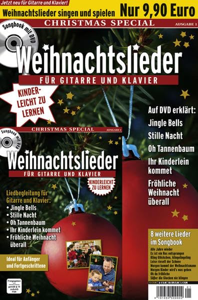 Best Of Songs 2: Weihnachtslieder für Gitarre und Klavier: Ideal für Anfänger und Fortgeschrittene. Liedbegleitung für Gitarre und Klavier: Jingle ... kommet, Fröhliche Weihnacht überall Sheet Music