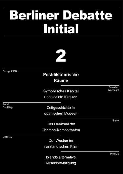 Postdiktatorische Räume (Berliner Debatte Initial: Sozial- und geisteswissenschaftliches Journal) Law