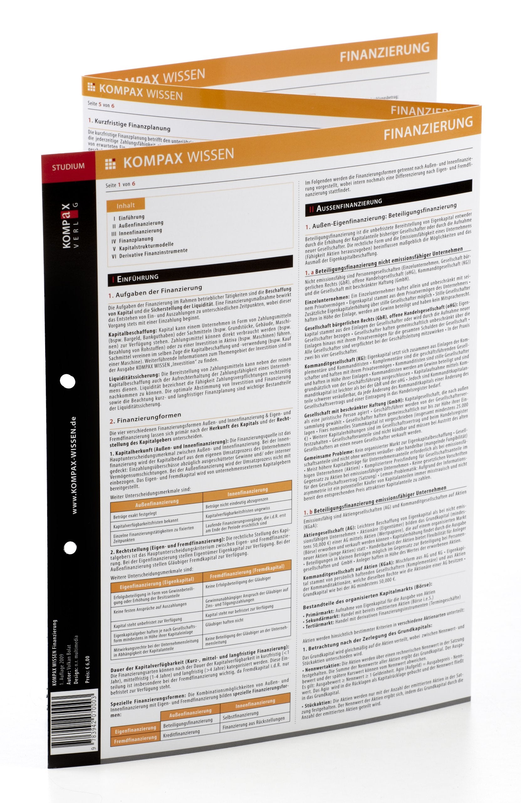 KOMPAX Wissen - Finanzierung im Studium (Lernhilfe / Lernkarten) book