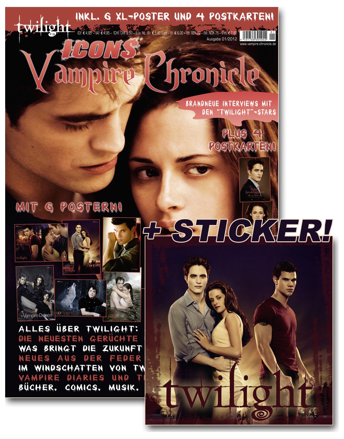 Icons Vampire Chronicle Twilight, Limited Edition mit 6 Postern, 4 Postkarten + XL-Sticker, allen Infos zu Twilight: Breaking Dawn Bis(s) zum Ende der ... Lautner + Vampire Diaries Special u.v.m. Books