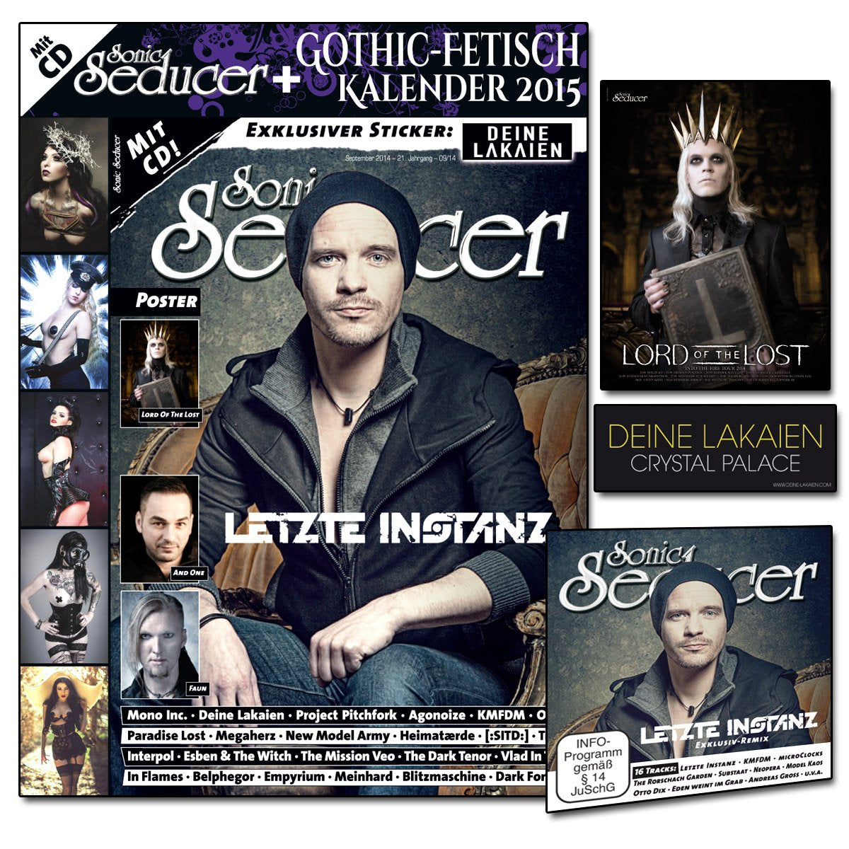 Sonic Seducer 09-14 inkl. großem Gothic-Fetisch Kalender 2015 + exkl. Sticker von Deine Lakaien + Poster von Lord Of The Lost + CD mit über 65 Minuten Spielzeit, Bands: Letzte Instanz u.v.m. Books