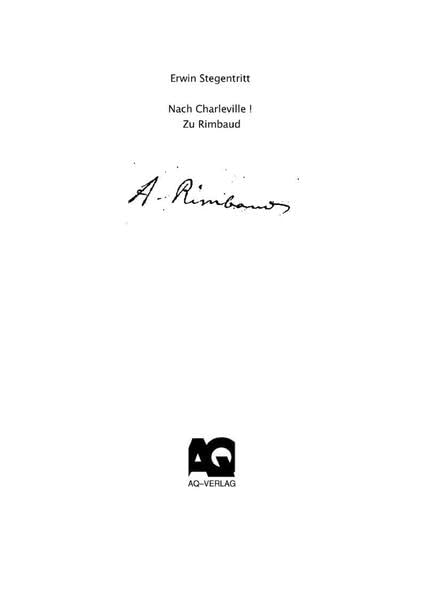 Nach Charleville: Zu Rimbaud Contemporary literature