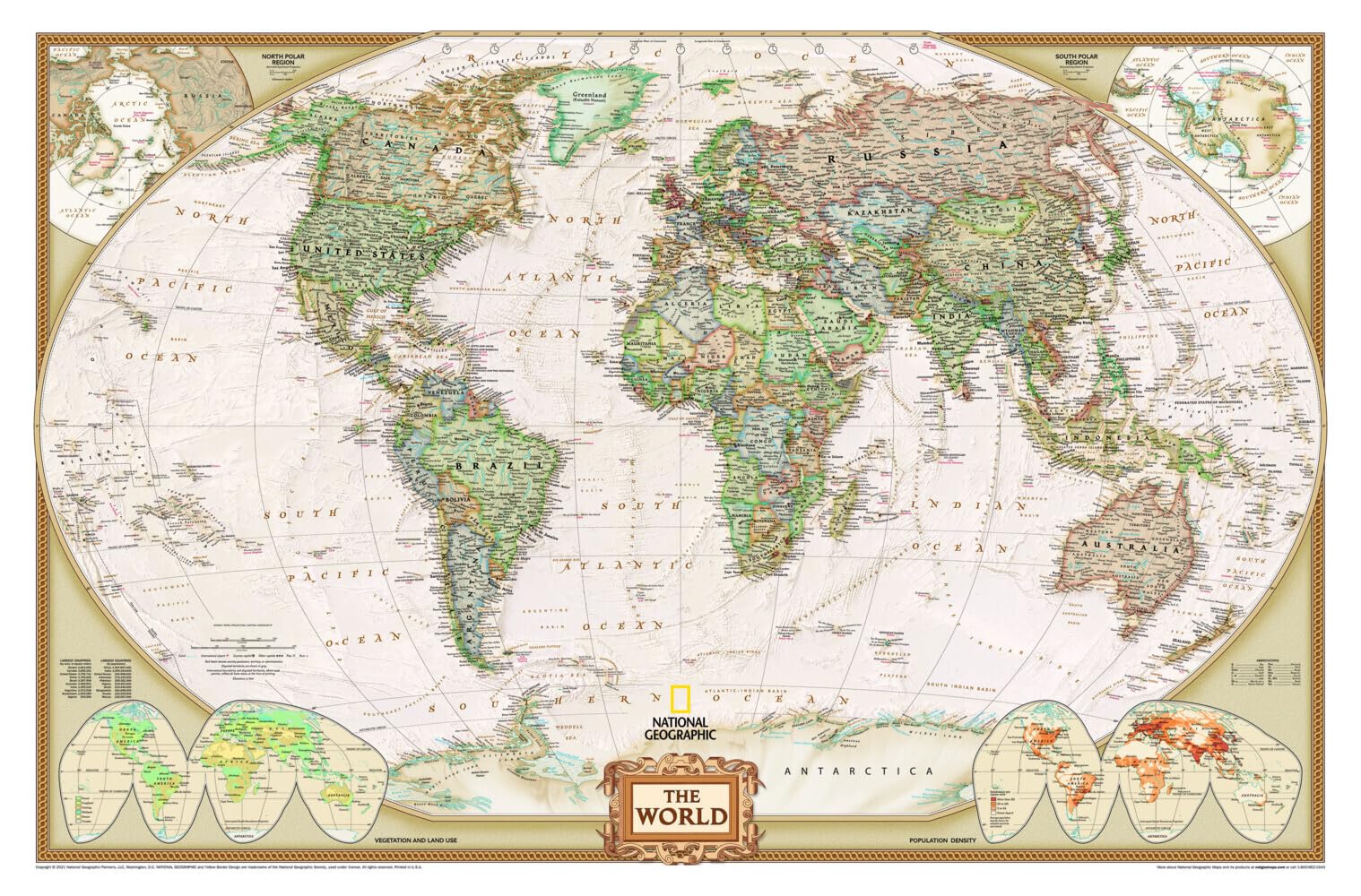 National Geographic Weltkarte auf Kork-Pinnwand in Englisch, 90x60cm: Mit Holzberahmung und 12 farbige Pinn Fahnen. 2 Ösen zur Befestigung book