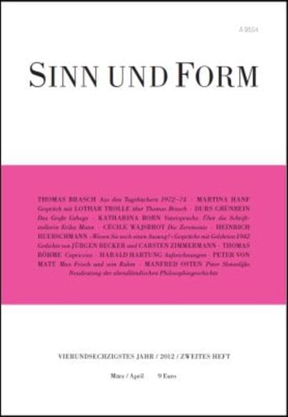 Sinn und Form 2/2012 (Sinn und Form: Beiträge zur Literatur) Contemporary literature