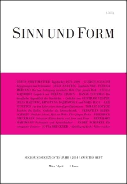 Sinn und Form 2/2014 Contemporary literature