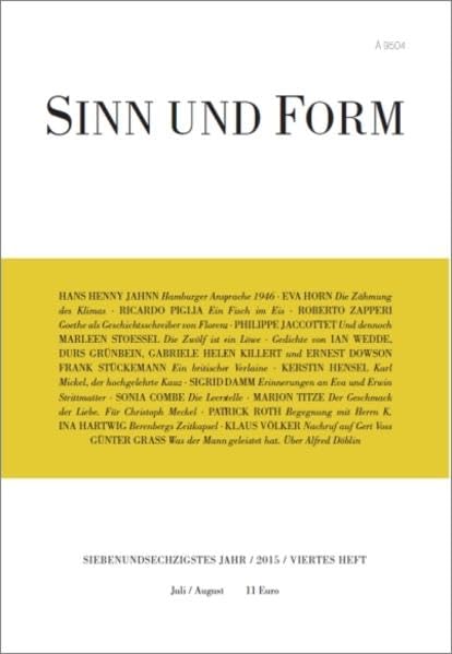 Sinn und Form 4/2015 Contemporary literature