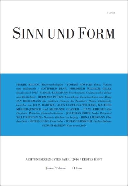 Sinn und Form 1/2016 (Sinn und Form: Beiträge zur Literatur) Poetry