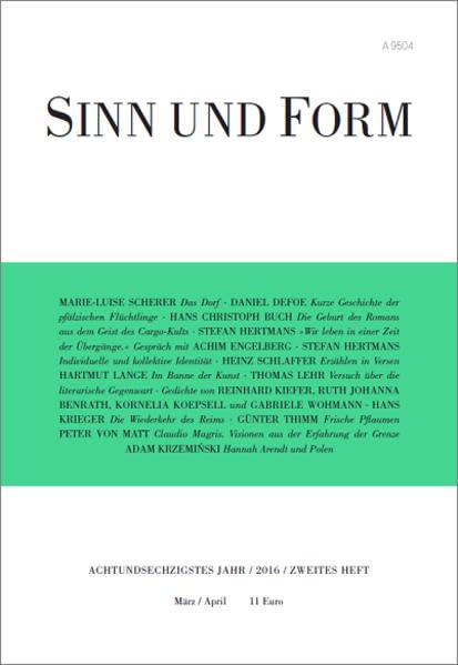 Sinn und Form 2/2016 (Sinn und Form: Beiträge zur Literatur) Contemporary literature