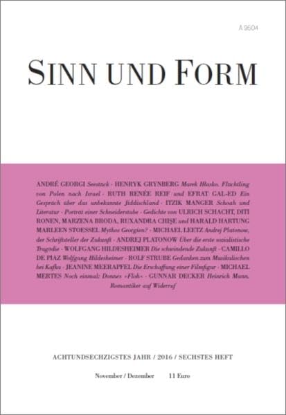 Sinn und Form 6/2016 (Sinn und Form: Beiträge zur Literatur) Contemporary literature