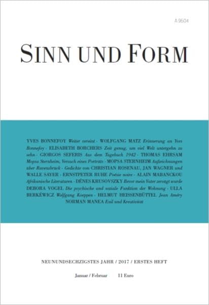 Sinn und Form 1/2017 (Sinn und Form: Beiträge zur Literatur) Books