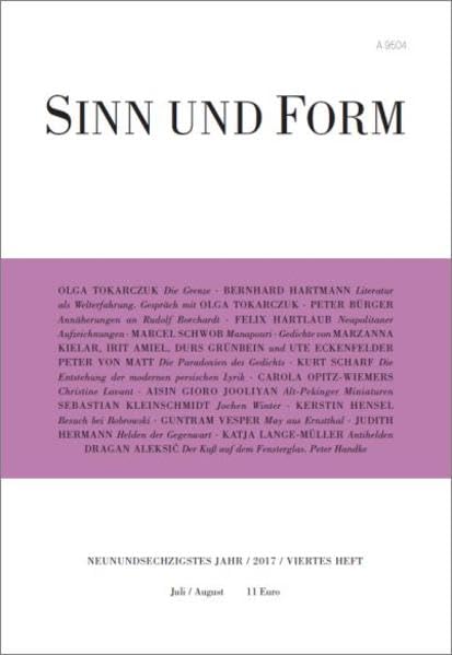 Sinn und Form 4/2017 (Sinn und Form: Beiträge zur Literatur) Poetry