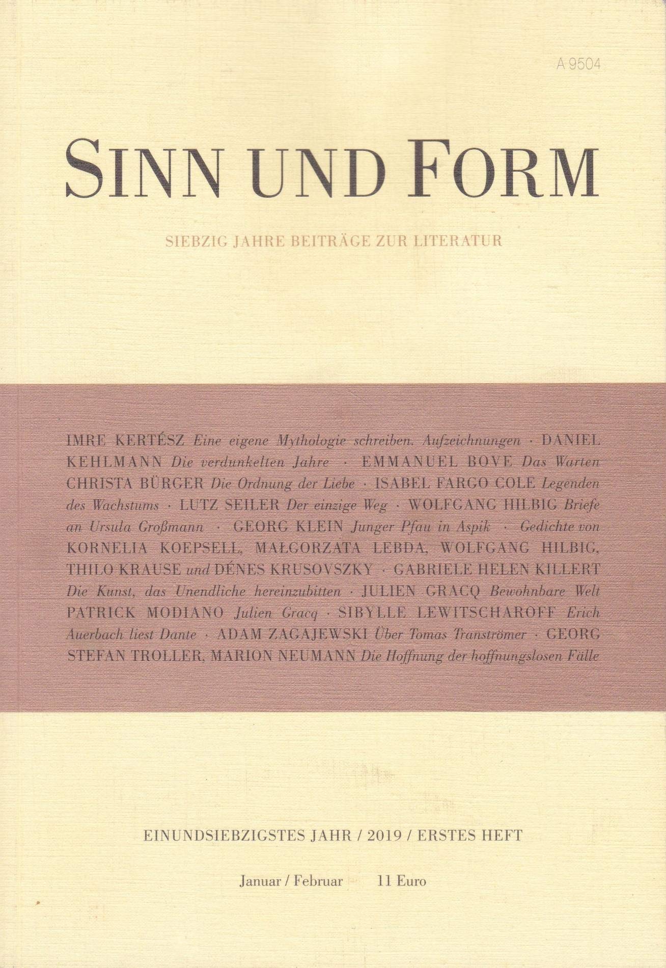 Sinn und Form 1/2019: Siebzig Jahre Beiträge zur Literatur (Sinn und Form: Beiträge zur Literatur) Contemporary literature Books
