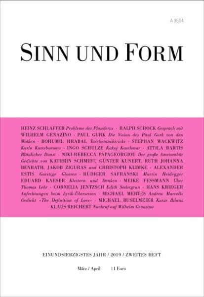 Sinn und Form 2/2019 (Sinn und Form: Beiträge zur Literatur) Poetry