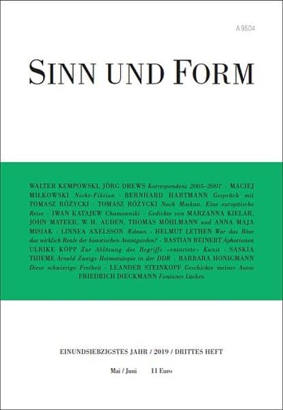 Sinn und Form 3/2019 (Sinn und Form: Beiträge zur Literatur) Contemporary literature