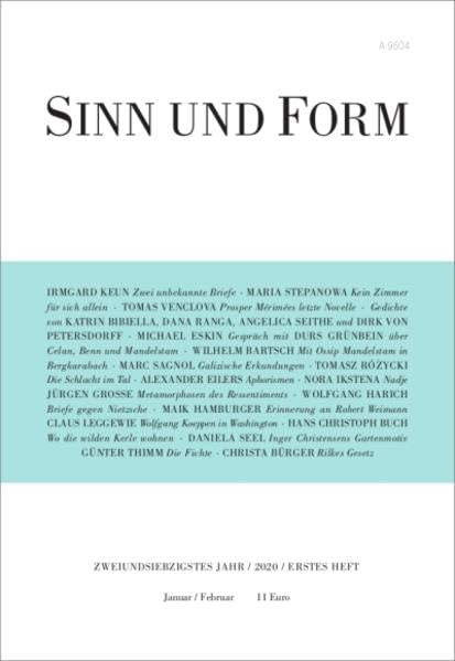 Sinn und Form 1/2020 (Sinn und Form: Beiträge zur Literatur) Contemporary literature