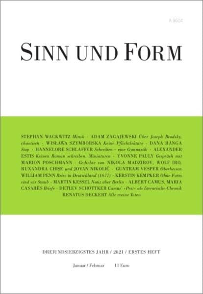 Sinn und Form 1/2021 (Sinn und Form: Beiträge zur Literatur) Contemporary literature Books