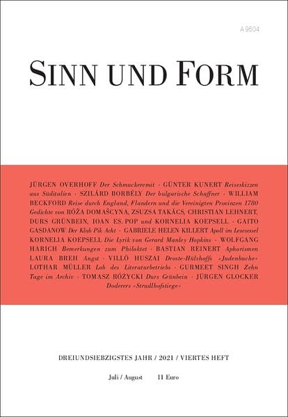 Sinn und Form 4/2021: Beiträge zur Literatur (Sinn und Form: Beiträge zur Literatur) Contemporary literature Books