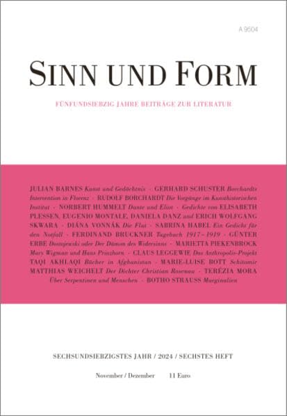 Sinn und Form 6/2024: Beiträge zur Literatur (Sinn und Form: Beiträge zur Literatur) Contemporary literature Books