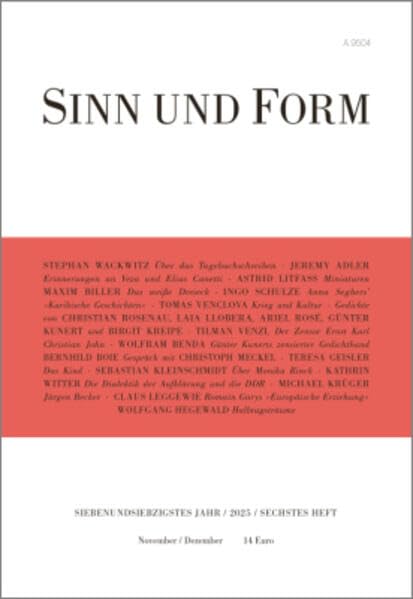 Sinn und Form 6/2025: Beiträge zur Literatur (Sinn und Form: Beiträge zur Literatur) Contemporary literature