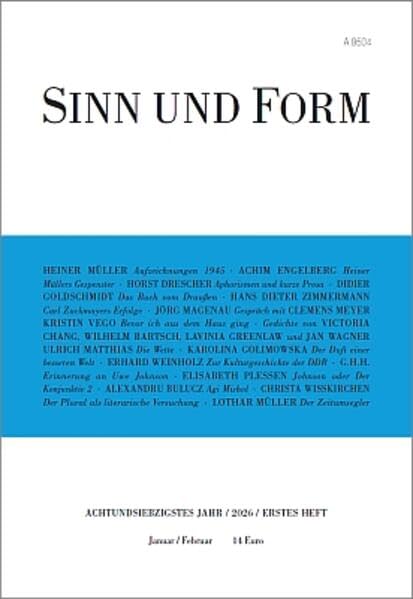 Sinn und Form 1/2026: Beiträge zur Literatur (Sinn und Form: Beiträge zur Literatur) Contemporary literature Books