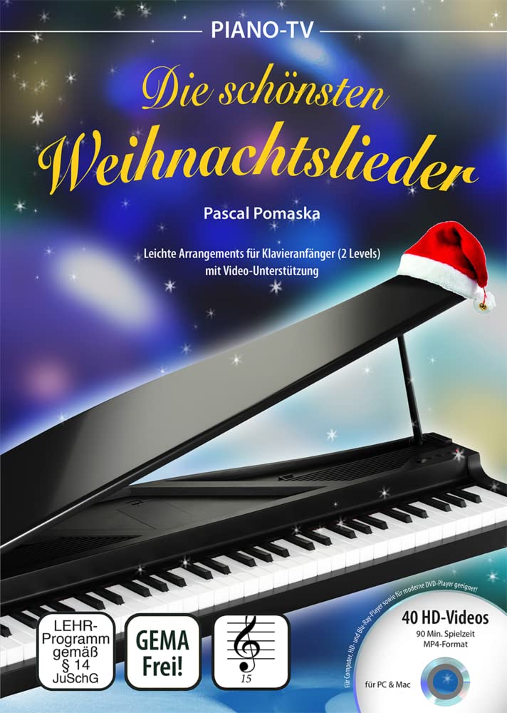 Piano-TV: Die schönsten Weihnachtslieder (mit DVD): Leichte Arrangements für Klavieranfänger (2 Levels) mit Video-Unterstützung Arts & Music