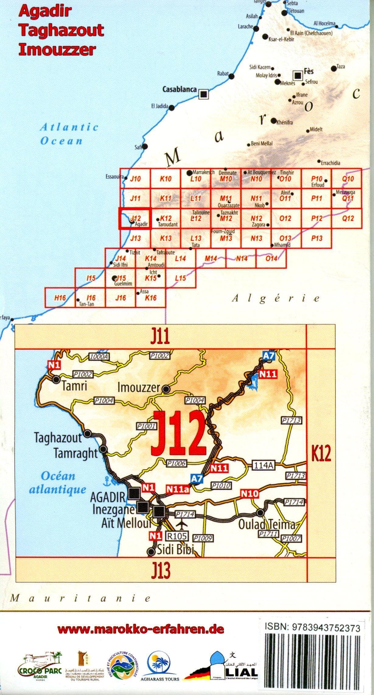 J12: Agadir - Taghazout - Imouzzer 1:120.000 + Cityplan Agadir + GPS - Waypoints Leisure, Home & Garden