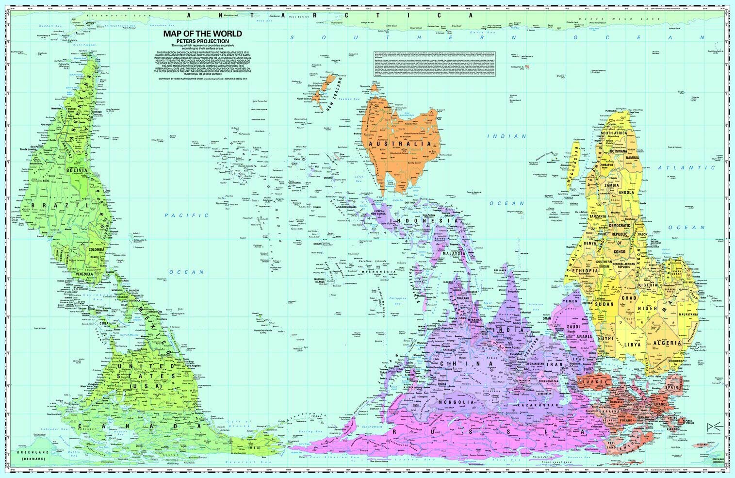Peters Map of the World: South-Orientated and Pacific-Centered Leisure, Home & Garden