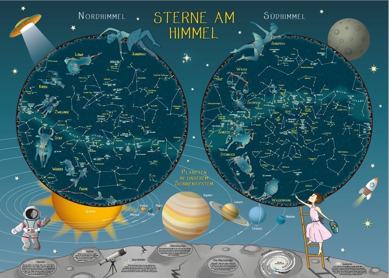 Sterne am Himmel Sternenkarte für Grundschüler Leisure, Home & Garden