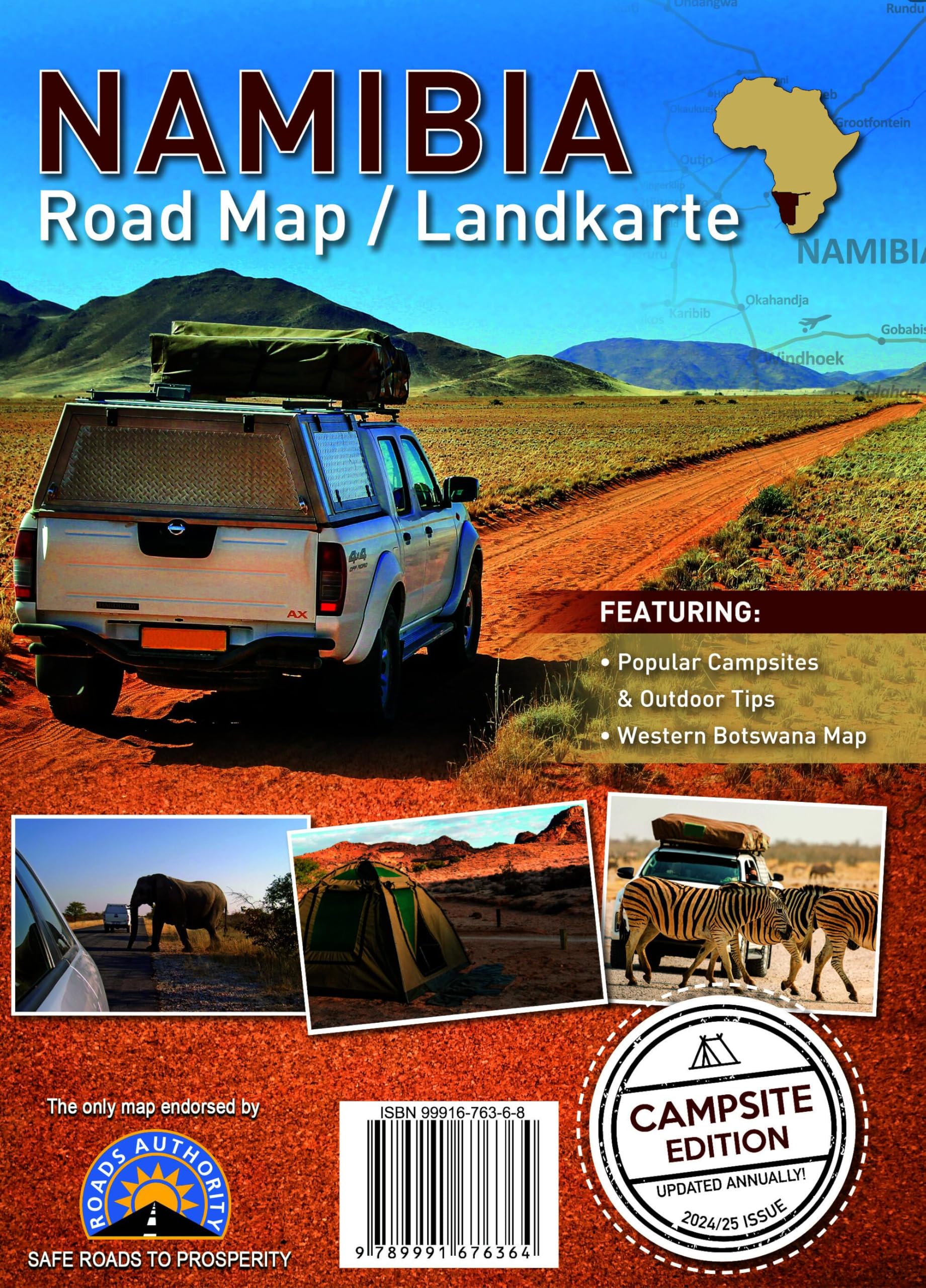 Namibia Road Map / Landkarte Campsite Edition Leisure, Home & Garden