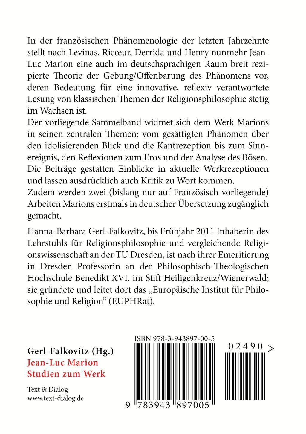 Jean-Luc Marion: Studien zum Werk Philosophy