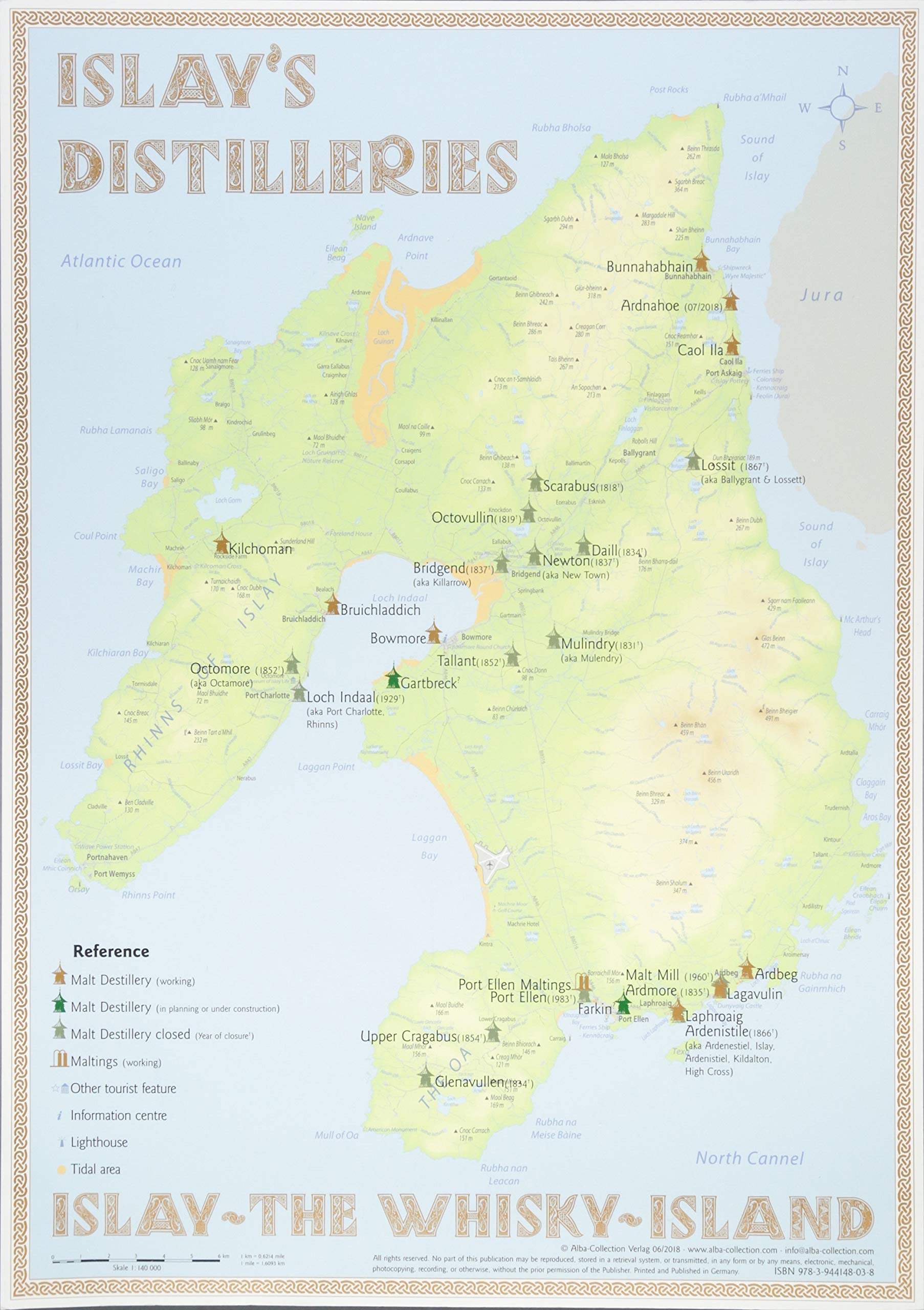 Islay's Distilleries Tasting Map 34 x 24cm Leisure, Home & Garden