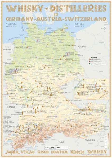 Whisky Distilleries D/A/CH - Tasting Map 24x34cm Leisure, Home & Garden
