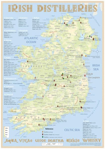 Whiskey Distilleries Ireland - Tasting Map 24x34cm book