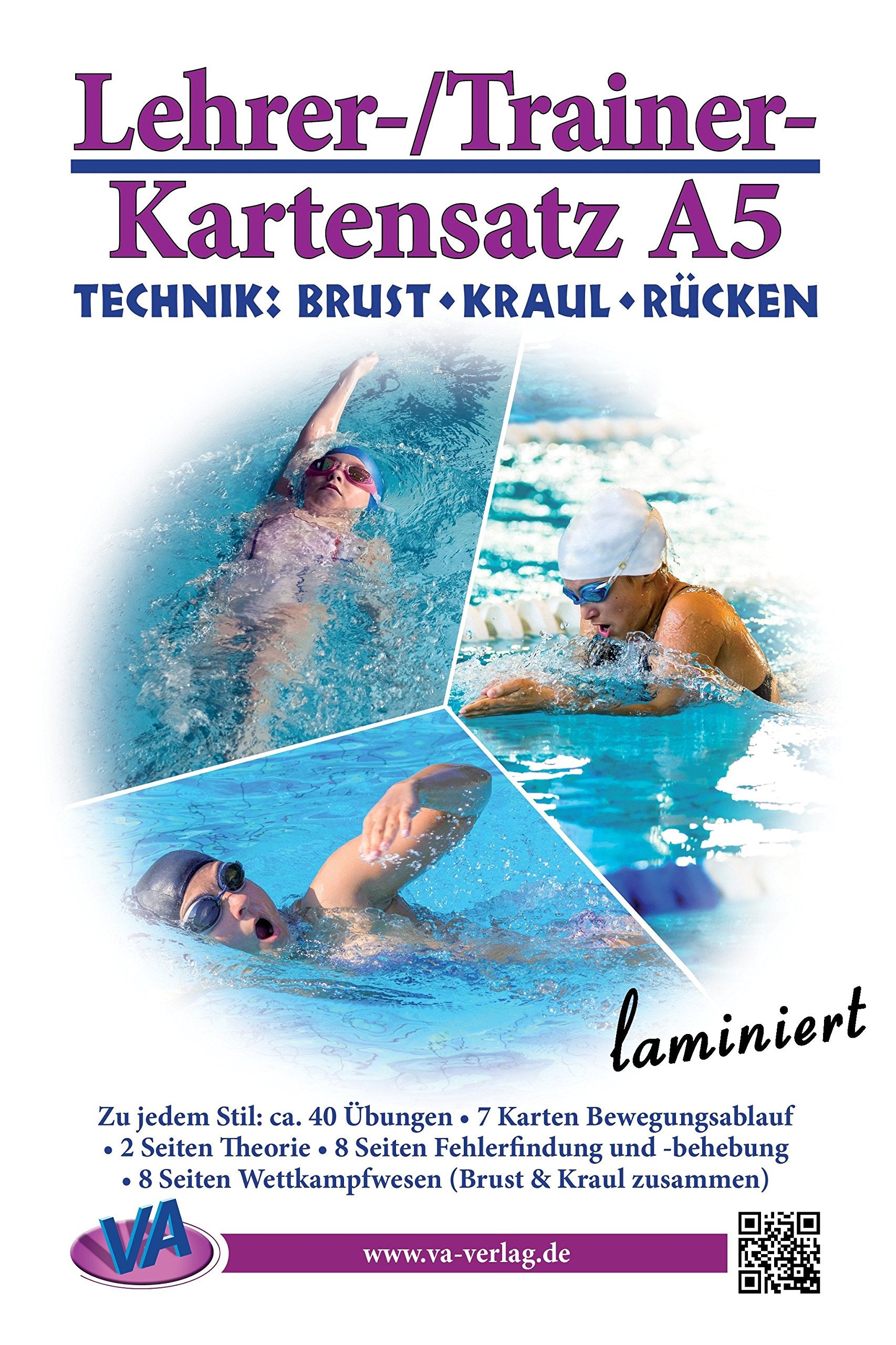 Lehrer-/Trainer-Kartensatz A5: Technik (Brust - Kraul - Rücken), laminiert (Arbeitskarten für den Schwimmunterricht: laminiert) Leisure, Home & Garden