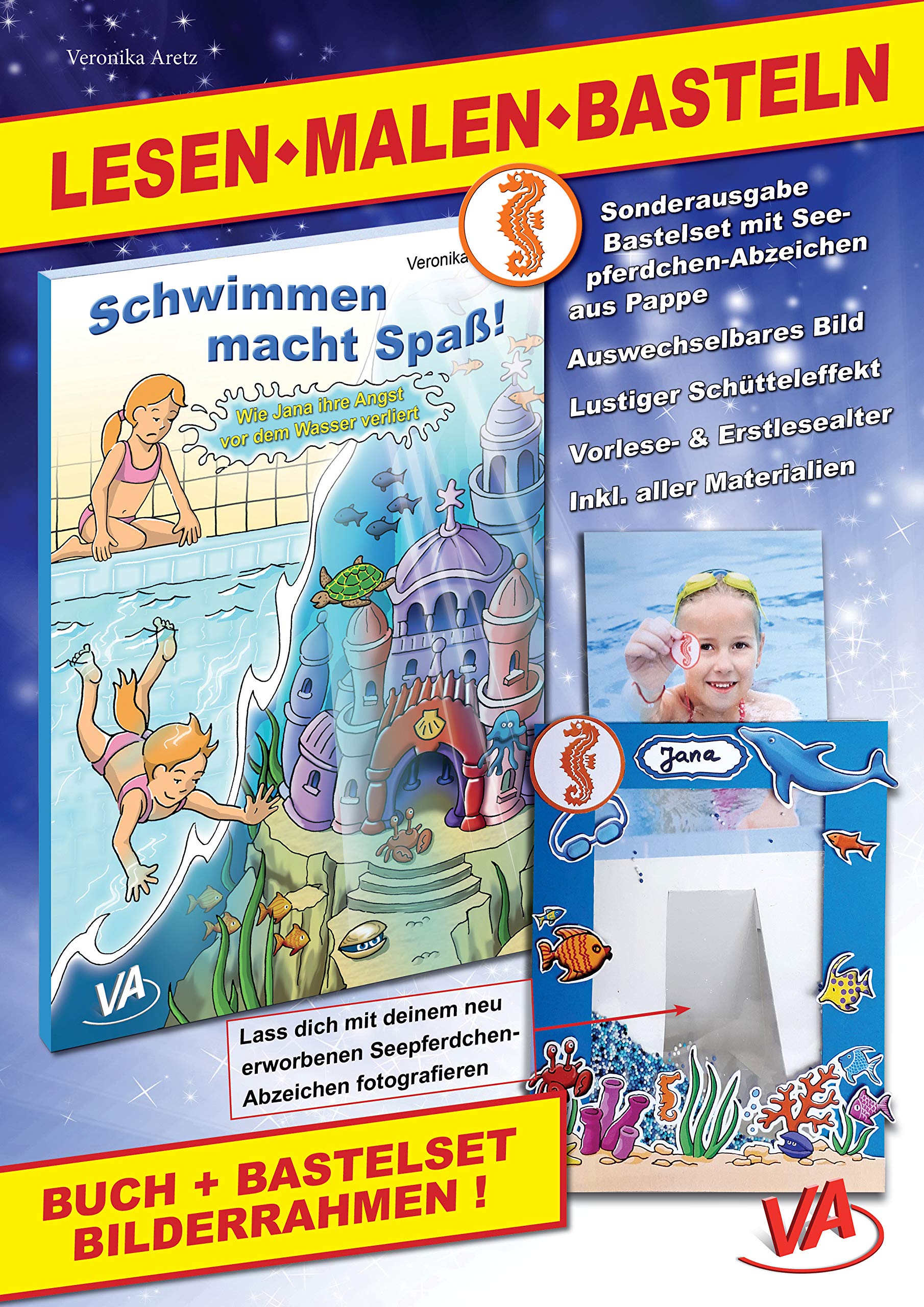Lesen-Malen-Basteln: Buch “Wie Jana ihre Angst vor dem Wasser verliert” & Bastelset “Bilderrahmen Seepferdchen”: Sonderausgabe Bastelset mit ... aller Materialien (Komplettes Bastelset) Contemporary literature