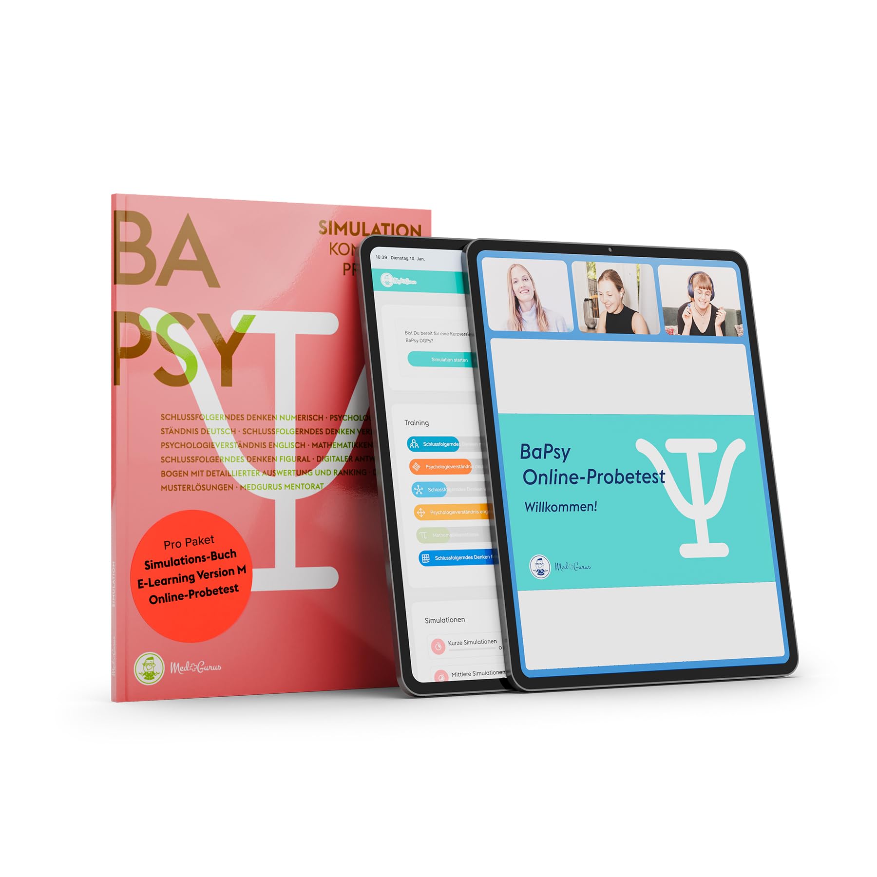 MedGurus BaPsy-DGPs Vorbereitung 2025 Pro Paket – Simulationsbuch, E-Learning mit über 1.250 Übungsaufgaben und Online-Probetest zur Vorbereitung auf den Studieneignungstest Psychologie Medicine
