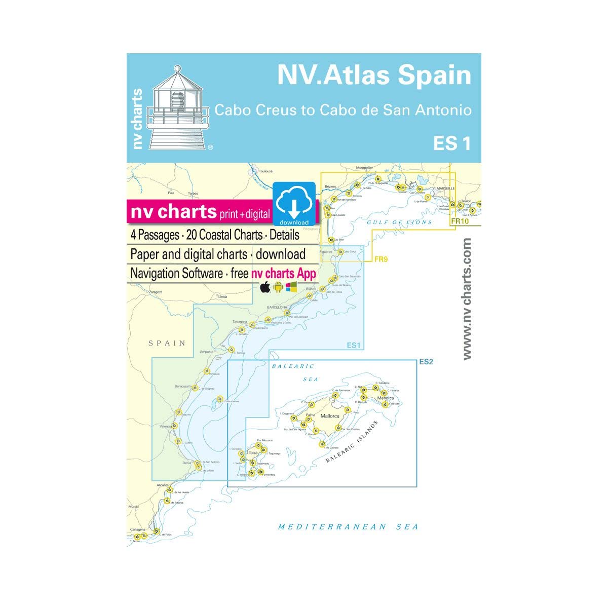 NV.Atlas Spain Cabo San Antonio to Cabo Creus ES 1 | Seekarte Spanien Papier & Digital book