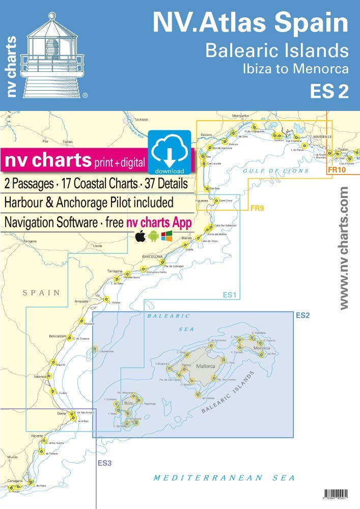 NV.Atlas Spain ES 2: Balearic Islands · Ibiza to Menorca | Seekarte Balearen Papier & digital Books