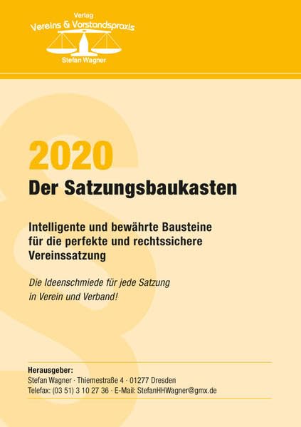 Der Satzungsbaukasten 2020: Intelligente und bewährte Bausteine für die perfekte und rechtssichere Vereinssatzung Law
