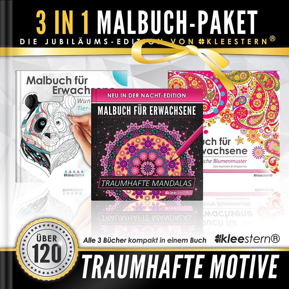 3 IN 1: Malbuch für Erwachsene (120 Motive - Blumenmuster, Mandalas, Tierportraits) book