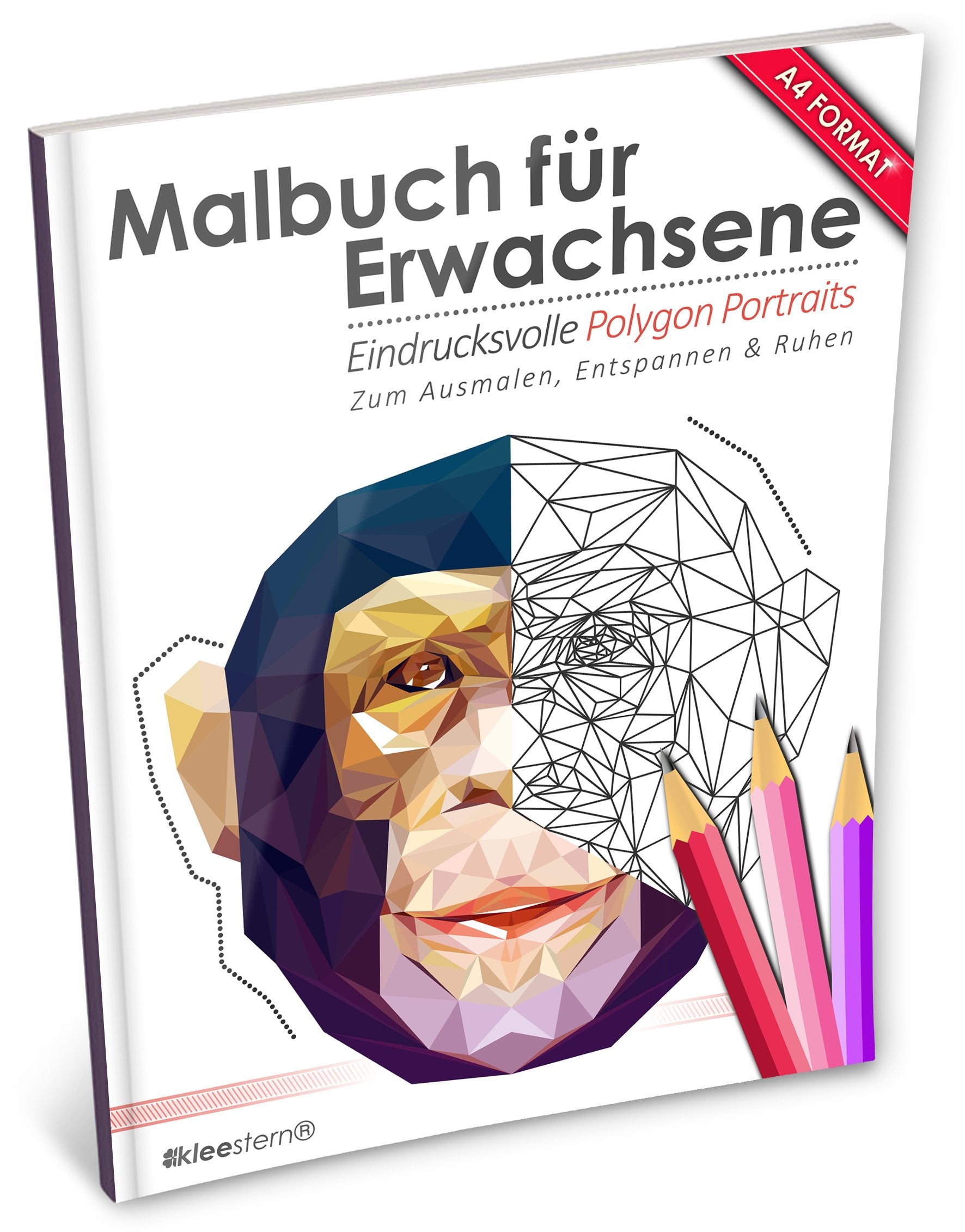 Malbuch für Erwachsene: Eindrucksvolle Polygon-Portraits (Kleestern®, A4 Format, 40+ Motive) (A4 Malbuch für Erwachsene, Band 17) Film, Art & Culture