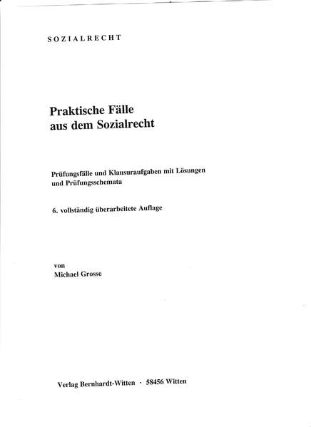 Praktische Fälle aus dem Sozialrecht: (keine Auslieferung über den Buchhandel) - Grosse, Michael book