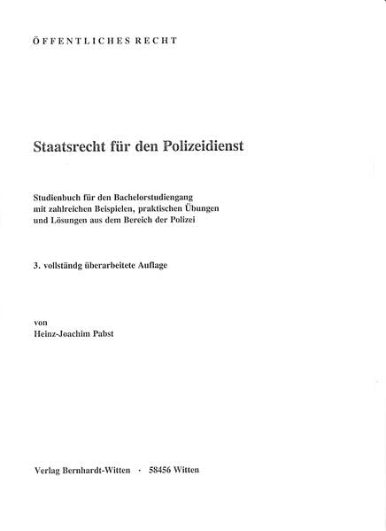 Staatsrecht für den Polizeidienst: (keine Auslieferung über den Buchhandel) Law