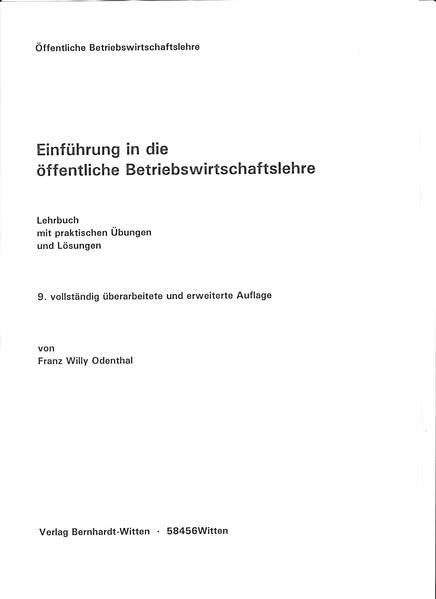 Einführung in die öffentliche Betriebswirtschaftslehre: (keine Auslieferung über den Buchhandel) Law