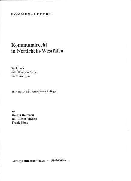 Kommunalrecht in Nordrhein-Westfalen: (keine Auslieferung über den Buchhandel) Law