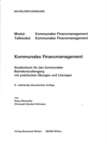 Kommunales Finanzmanagement, Studienbuch für den Bachelorstudiengang: (keine Auslieferung über den Buchhandel) Law